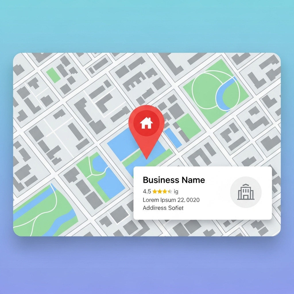Illustration représentant une fiche Google Business optimisée pour améliorer la visibilité locale.