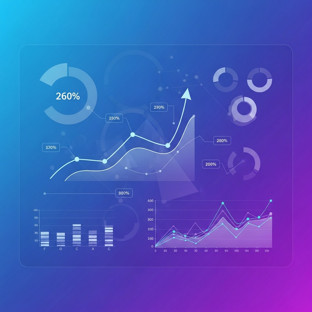 Analyse de performances web illustrée avec graphiques stylisés.