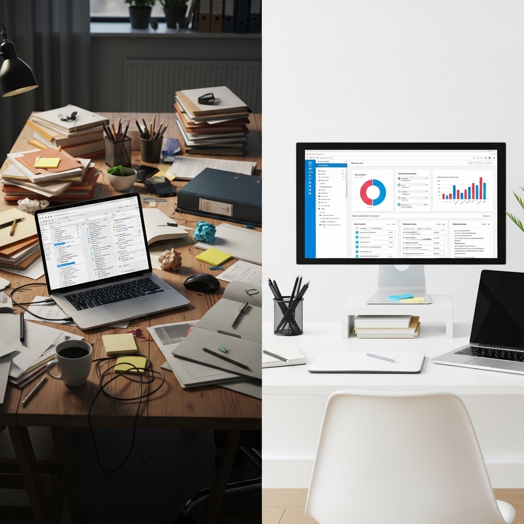 Comparaison entre désorganisation commerciale et structure digitale performante en PME